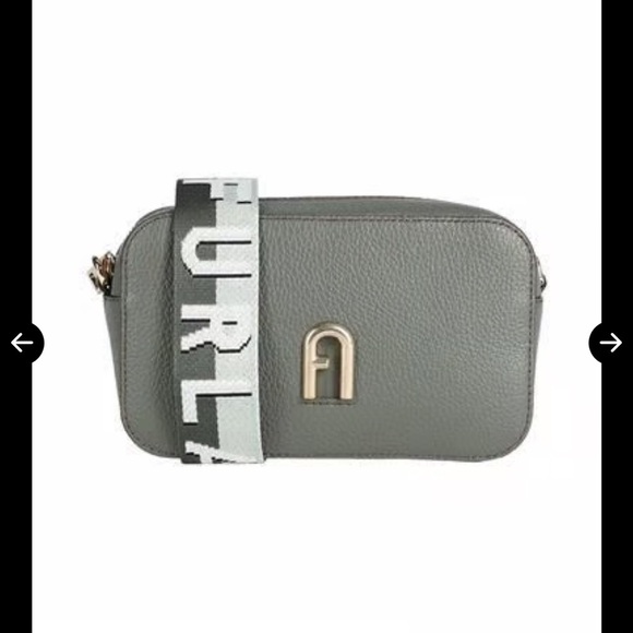 FURLA Primula Mini Crossbody Camera Bag – Textured Leather, Logo Strap, EUC - Picture 1 of 8